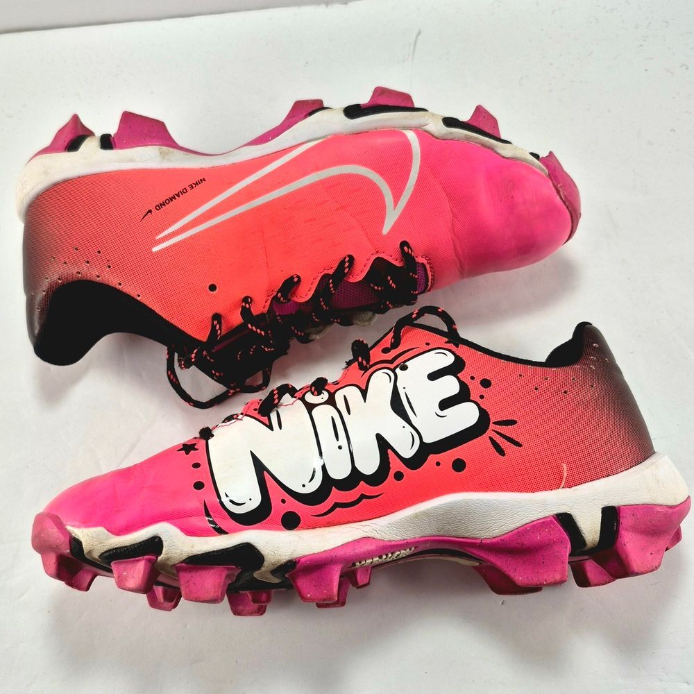Nike Hyperdiamond 4 Keystone Girls Youth Softball Cleats Pink Graffiti Youth 6